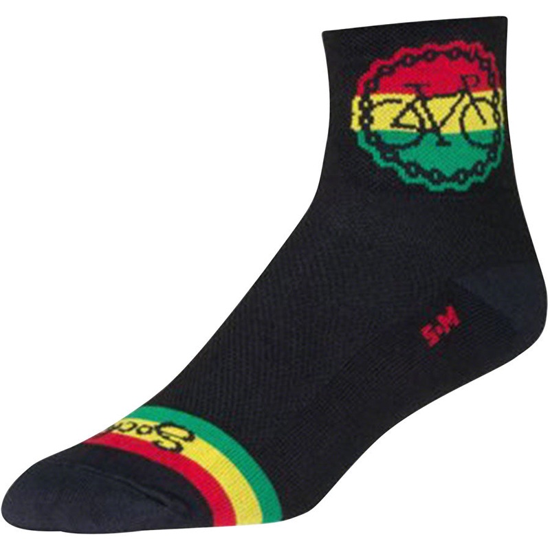 SockGuy Classic Rasta Ride Socks – 3″ Black/Rasta Small/Medium