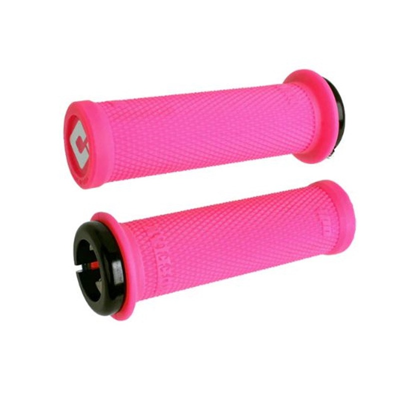 ODI Ruffian Mini V2.1 Lock On Grips – Pink With White Clmaps – Single Lock On Grips