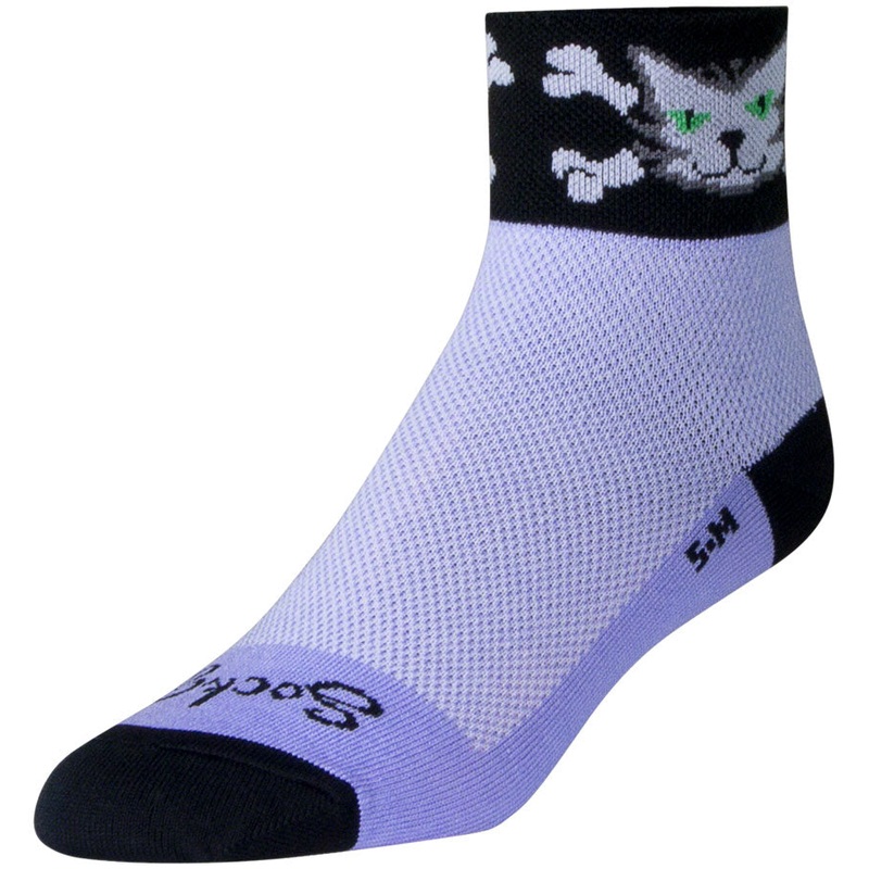 SockGuy Classic Bad Kitty Socks – 2″ Purple Women’s Small/Medium