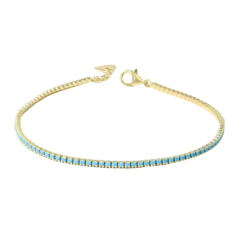 Turquoise Tennis Bracelet – 8″ Gold