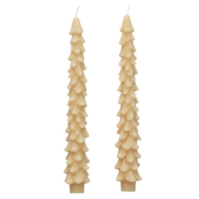 Set of 2 Unscented Tree Shaped Taper Candles – Eggnog