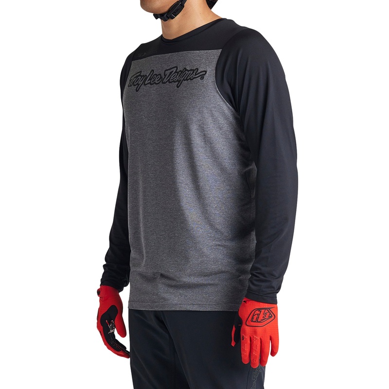 TLD Skyline Long Sleeve Jersey – XL – Signature Heather Grey – Black