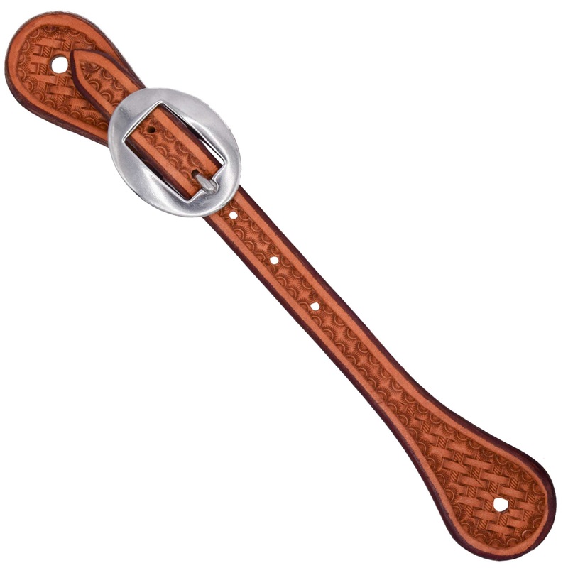 Teskey’s Youth Basket Stamped Straight Spur Straps Light Oil