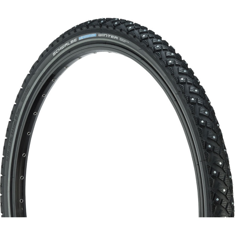 Schwalbe Marathon Winter Plus Tire – 26 x 2 Clincher Wire BLK/Reflective Performance Line 200 Steel Studs