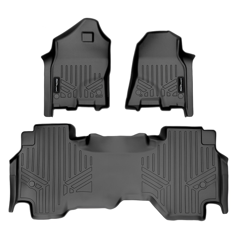 SMARTLINER Custom Fit Floor Liners For 19-21 Ram 1500 Quad Cab Vinyl Floor without Rear Underseat Storage Box Black
