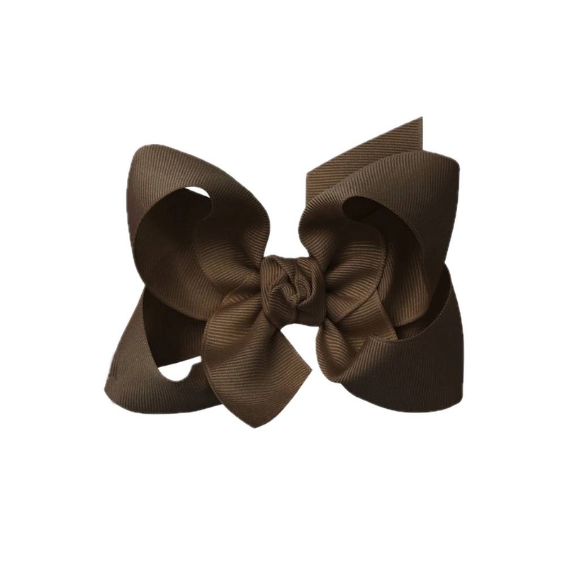 Signature Grosgrain Bow on Clip – 4.5″ Brown