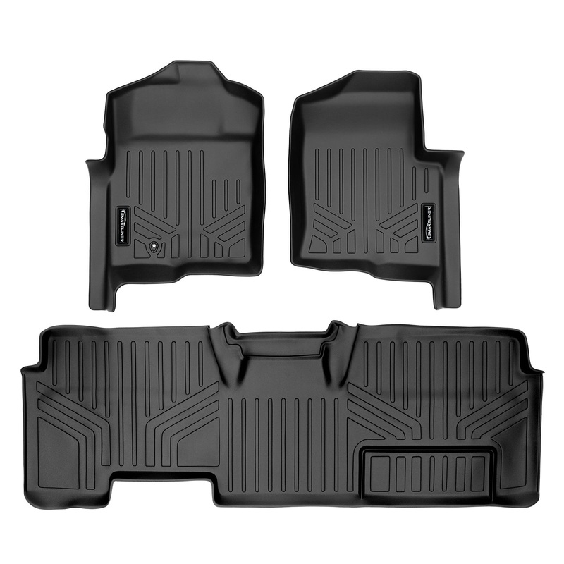 Smart Trim Custom Fit Floor Liners For 2009-2010 Ford F-150 SuperCab Non Flow-Through Center Console Black
