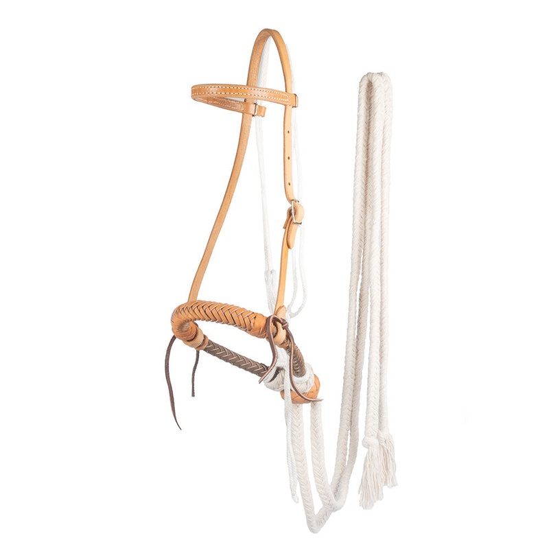 Teskeys Rawhide Braided Hackamore with Cotton Reins