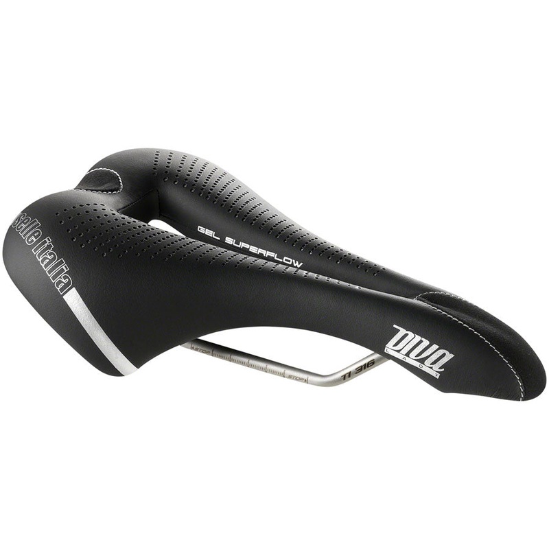 Selle Italia Diva Gel Superflow Saddle – Titanium, Black, Women’s, S3