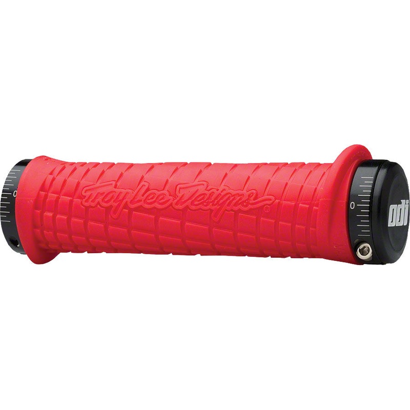 ODI 130mm Troy Lee Lock-On Grips: Red/Black