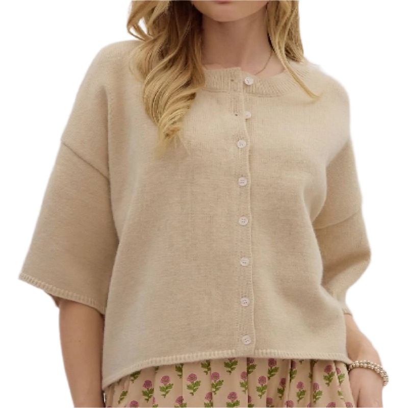 Wide Sleeve Button Front Sweater – FINAL SALE