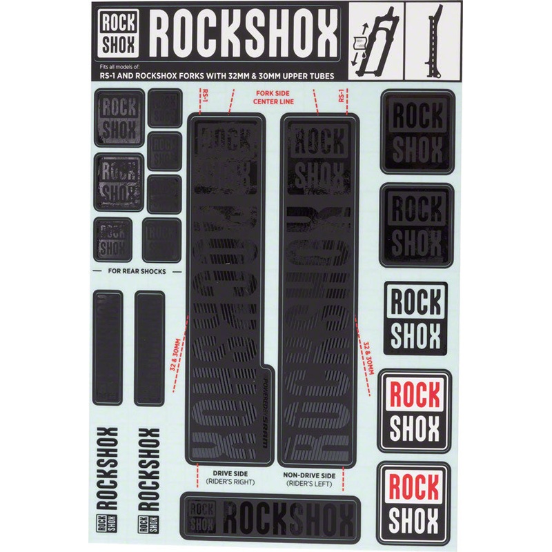 RockShox Fork Decal Kit – 30/32mm/RS1, Stealth Black