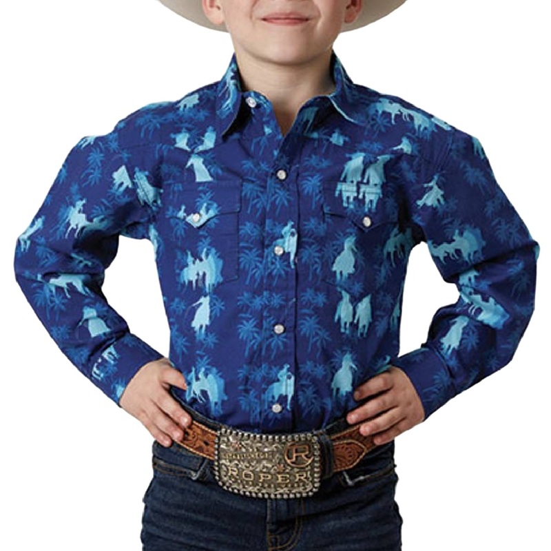 Roper Boy’s Hawaiian Print Ombre Snap Shirt