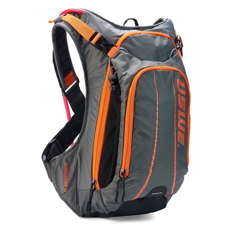 USWE Airborne-15 Hydration Pack – Grey – Orange – 15L Pack – 2.5L Bladder