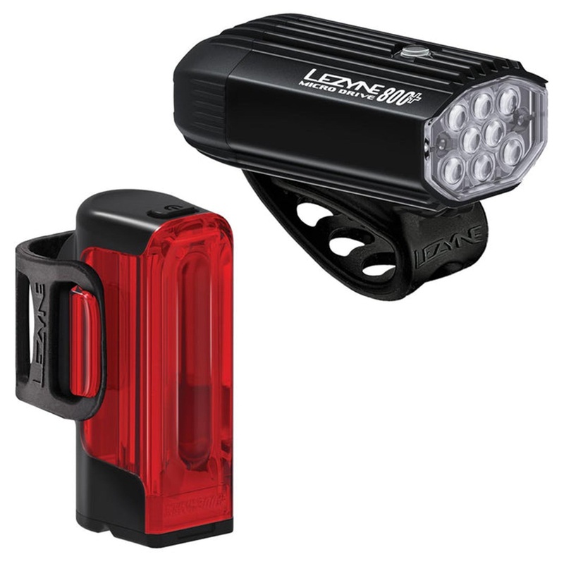 Lezyne Micro Drive 800+ / Strip Drive 300+ Light Set – Front & Rear – 800 – Black