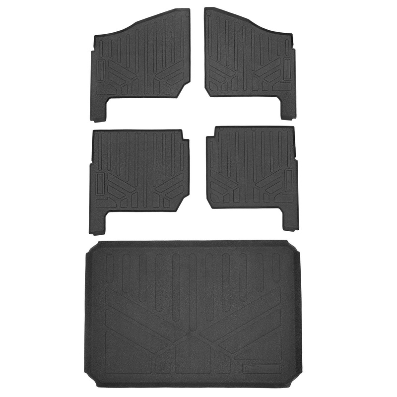 SMARTLINER Custom Fit Rugged Rubber Floor Liners For 2018-2025 Polaris Ranger Crew 1000 (6 Seater) Black