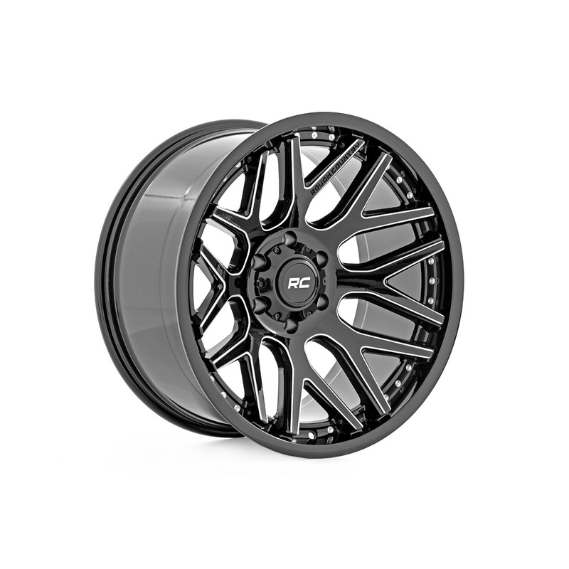 Rough Country | Rough Country 95 Series Wheel | One-Piece | Gloss Black Machined | 20×10 | 8×6.5 | -19mm | 95201010M