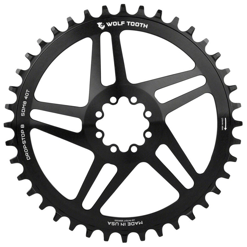 Wolf Tooth Direct Mount Chainring – 42t, SRAM Direct Mount, Drop-Stop B, For SRAM 8-Bolt Cranksets, 6mm Offset, Black