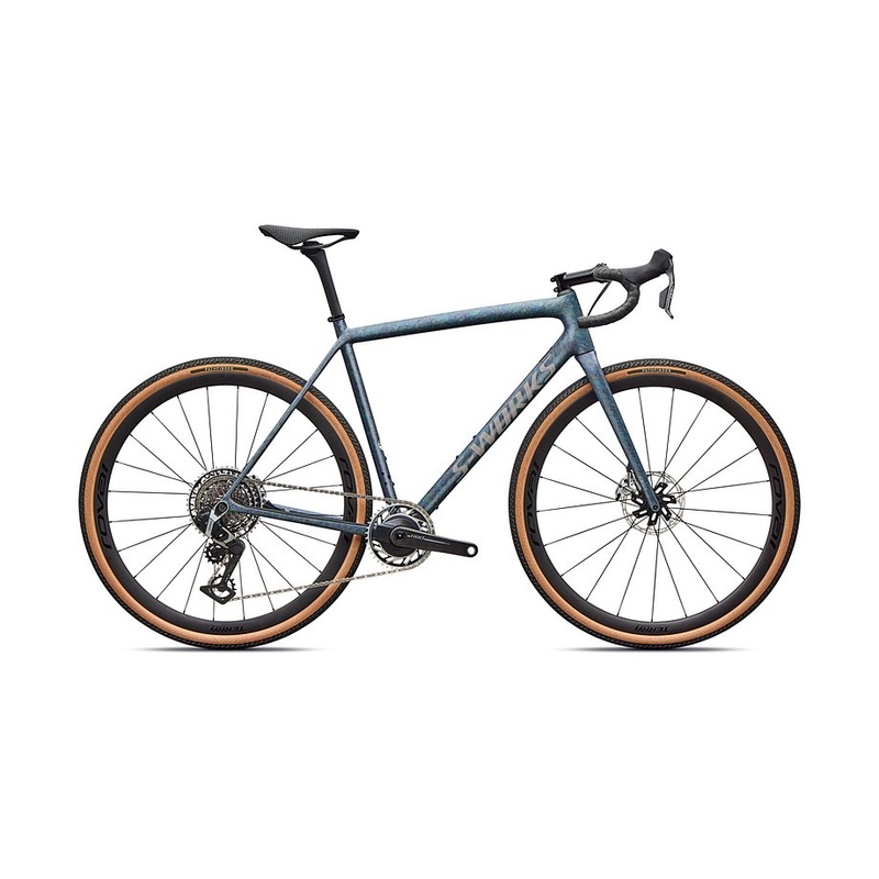 2026 Specialized Crux S-Works Bike Satin Gray Blue Fjord Metallic Desert Metallic 56