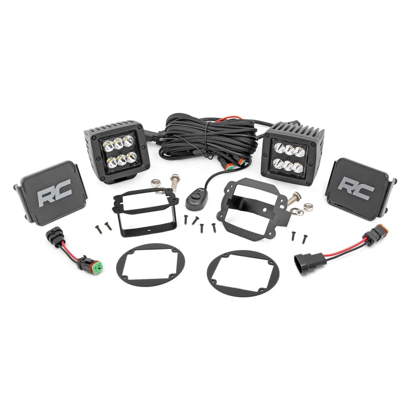 Rough Country | LED Light Kit | Fog Mount | 2″ Black Pair | Jeep Wrangler JK/Wrangler Unlimited (10-18) | 70630