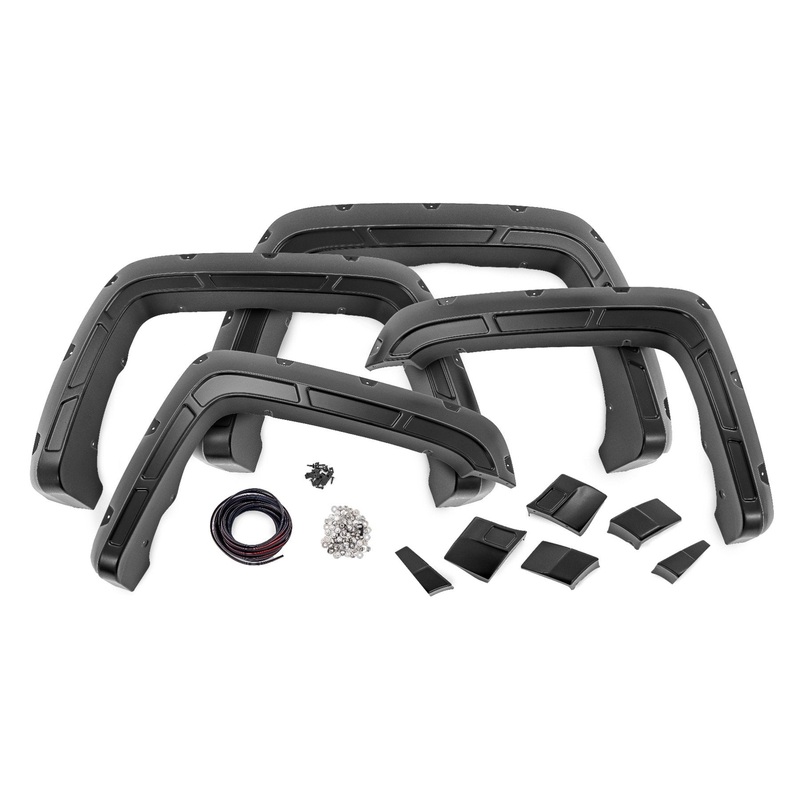 Rough Country | Fender Flares | Defender | GBA Black | GMC Sierra 1500 (14-18)/Sierra 2500 HD (15-19)  | A-G11611-GBA