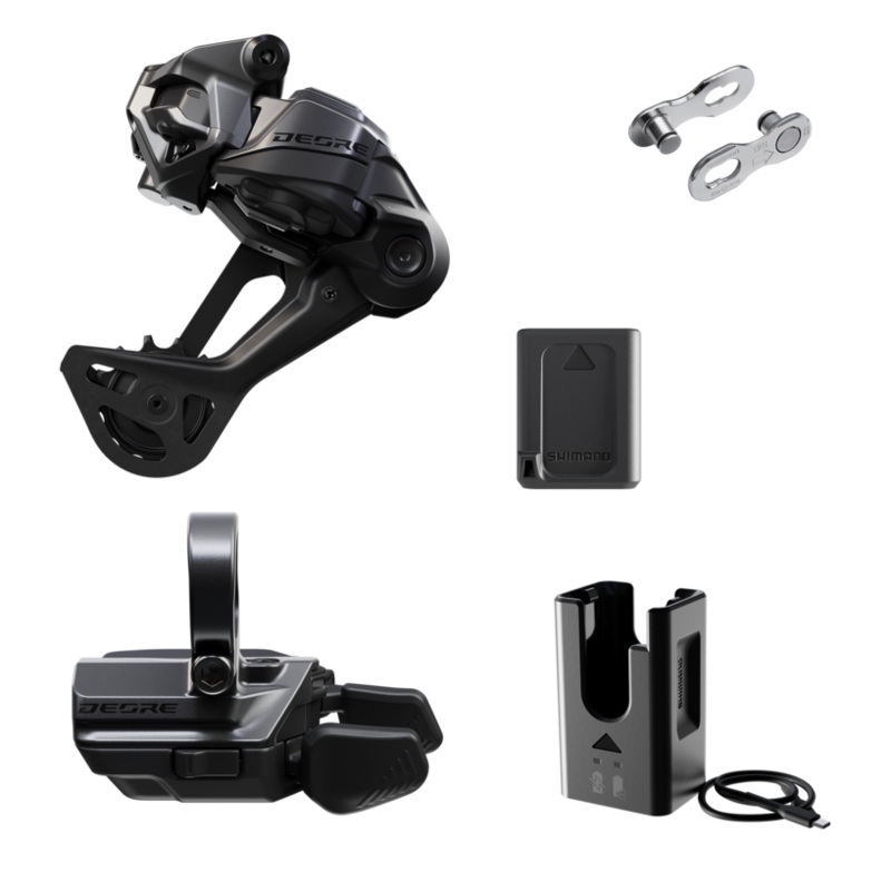 Shimano Deore M6250 Di2 Wireless Upgrade Kit – M6250-SGS Rear Derailleur, M6250-R Shifter, Battery, Charger, Quick Link