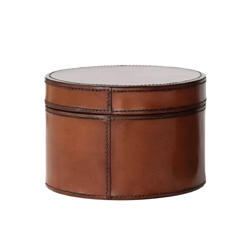 6″ Leather Stitch Box With Flock Interior