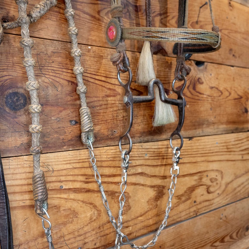 Vintage Prison Made Horse Hair Bridle Rig w/Rawhide Romels