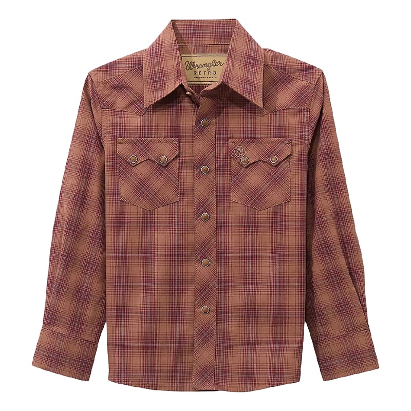 Wrangler Boy’s Harvest Plaid Retro Snap Shirt