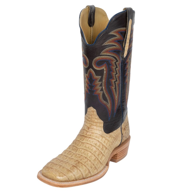 R. Watson Men’s Saddle Caimen Belly Square Toe Boot