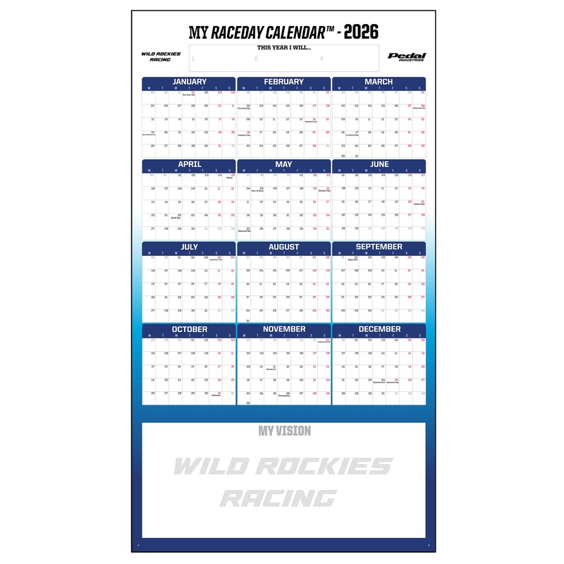 Wild Rockies 2026 GIANT MY RACEDAY CALENDAR