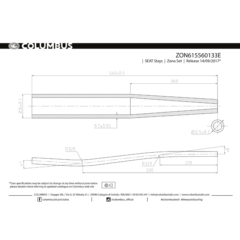 Columbus Zona road S-bend seat stays – 16 OD – .7 wall – length = 560