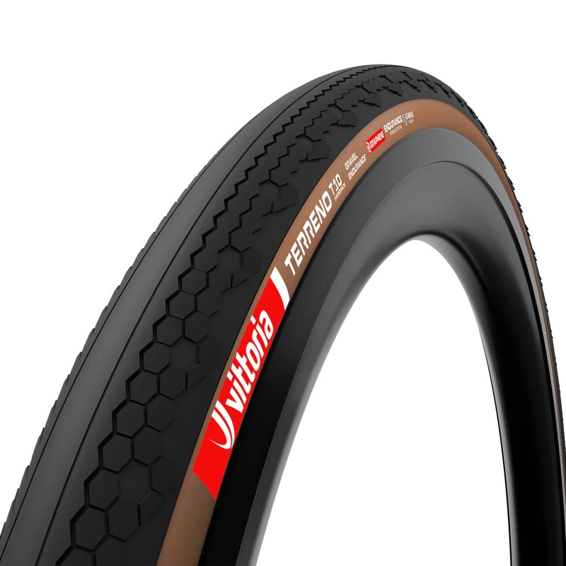 Vittoria Terreno T10 Hardpack Tire – 700 x 45 Tubeless Folding BLK/Brown Gravel Endurance Graphene G2.0