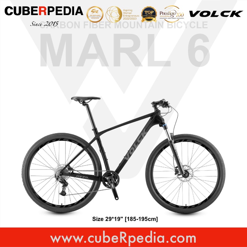 VOLCK Marl 6 Carbon Fiber Mountain Bike (29″ x 19″) – Black/Grey