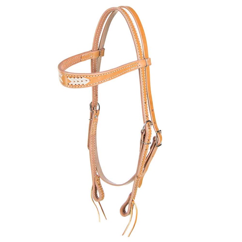 Light Oil Browband Headstall w/White Stitching