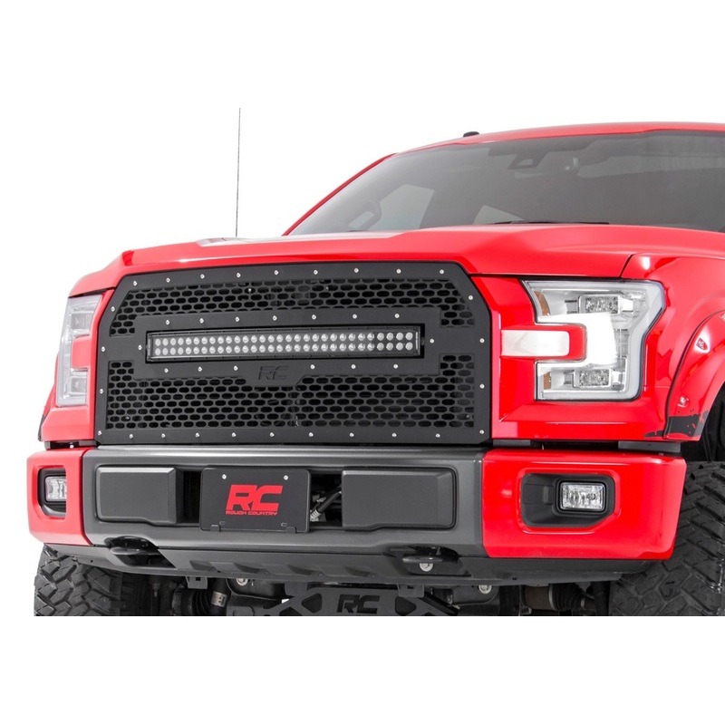 Rough Country | Mesh Grille | 30″ Dual Row LED | Black | Ford F-150 2WD/4WD (2015-2017) | 70193