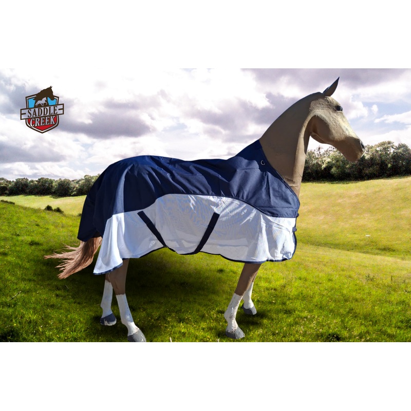 Rain and fly  protection blanket combo navy and white