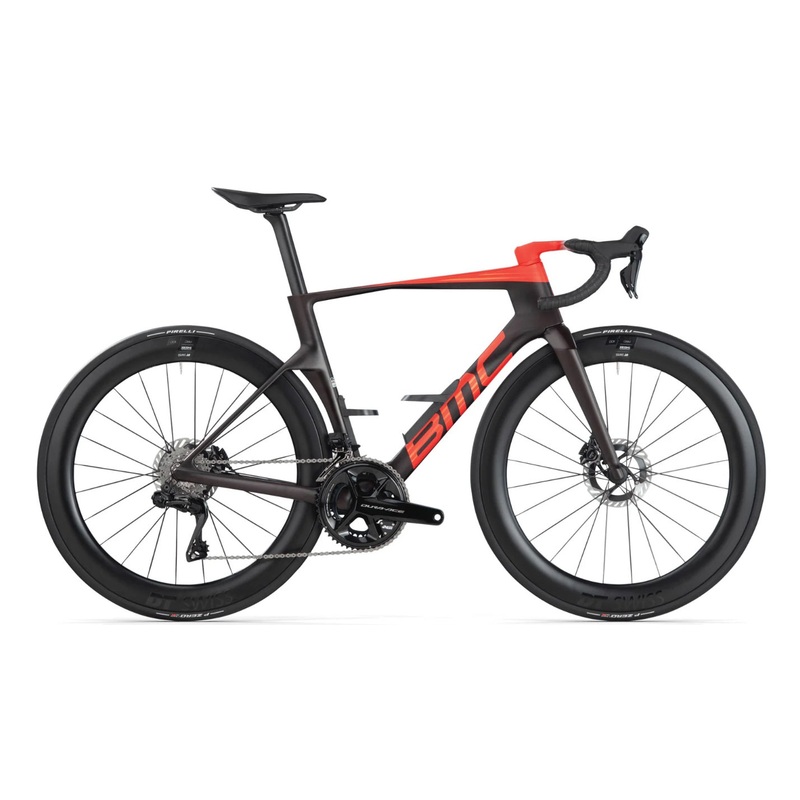 BMC Teammachine R 01 Two Dura Ace Di2 12 Speed Disc Road Bike MaroonCarbon/NeonRed