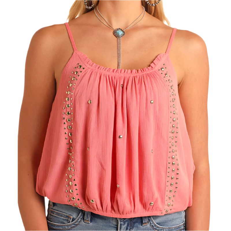 Rock & Roll Denim Women’s Studded Gathered Cami – FINAL SALE