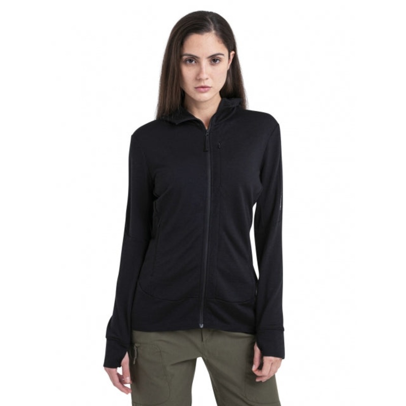 Womens Merino 260 Quantum Ls Zip Hoodie Black