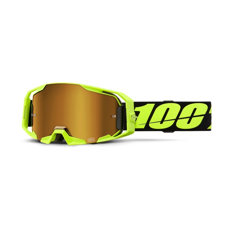100 Percent Armatic Goggles – One Size Fits Most – Neon Yellow – Mirror True Gold Lens