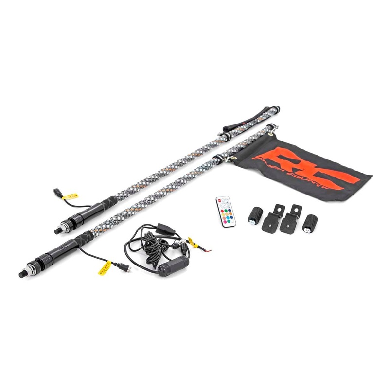 Rough Country | Whip Mount | Bed | 4′ Multl-Color LED Whip Pair | Polaris General/Ranger 1000/Ranger XP 900/1000 | 93053