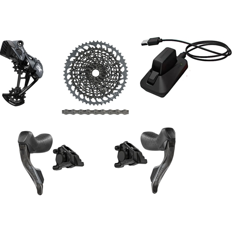 SRAM Rival E1 GX AXS Mullet Groupset – Rival eTap HRD Shifters E1, GX AXS Rear Derailleur, Battery/Charger, Chain & Cassette