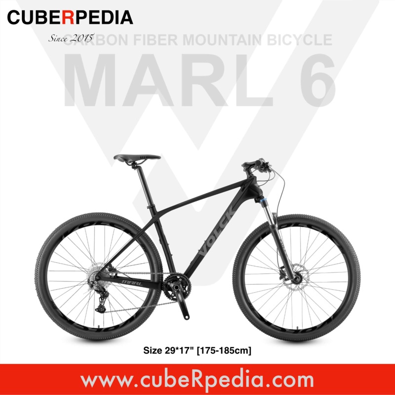 VOLCK Marl 6 Carbon Fiber Mountain Bike (29″ x 17″) – Black/Grey