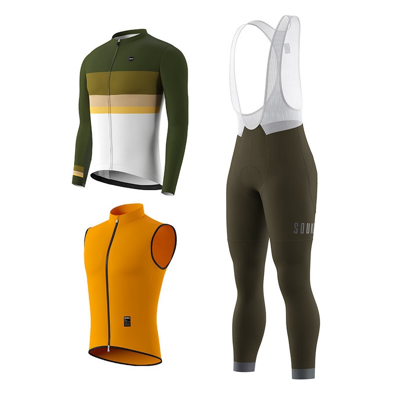 CL1202 LS Jersey + BL2601 Bib Legging + GV2204 Windproof Gilet Cycling Sets