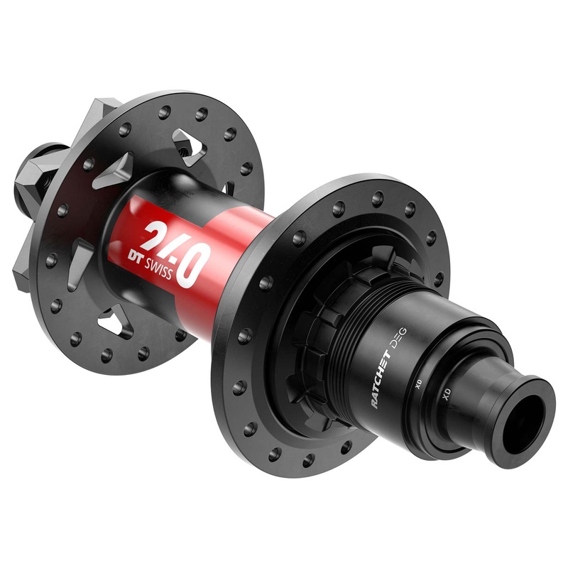 DT Swiss 240 Ratchet DEG 6 Bolt Disc Rear Hub  – XD Driver – Rear – 12x148mm Boost – 6 Bolt – 32 Hole – J-Bend – Black/Red