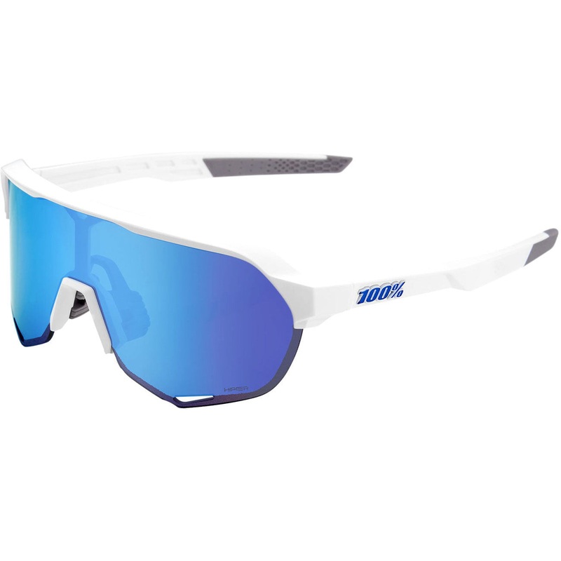 100 Percent S2 Sunglasses – One Size Fits Most – Matte White – HiPER Blue Multilayer Mirror Lens