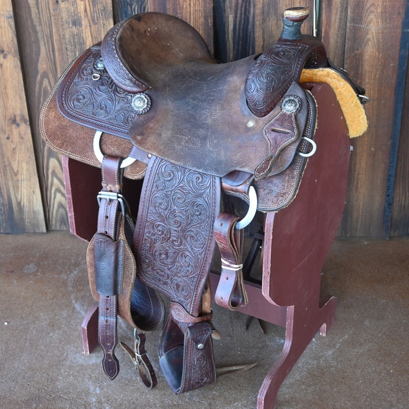 15″ USED TESKEY’S CALF ROPING SADDLE