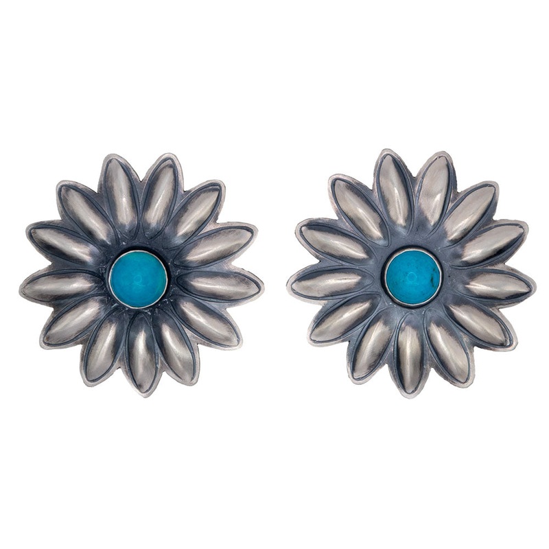 Large Kingman Flower Stud Earrings