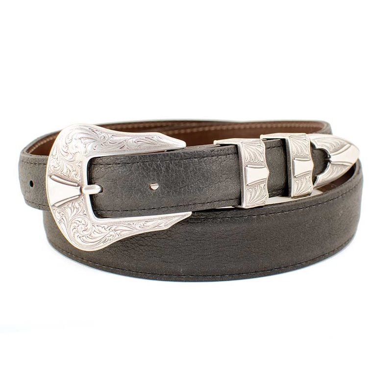 1 1/4″ American Bison Leather Belt Cognac